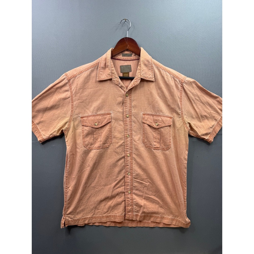 St. John's Bay Crosshatch Shirt Mens Orange Short Sleeve Cotton‎ Medium